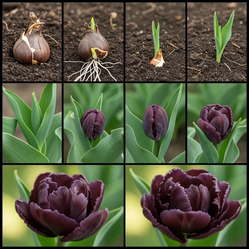 Black Parrot Tulip Bulbs Top Size - 10 Fall Planting Bulbs for Gardens